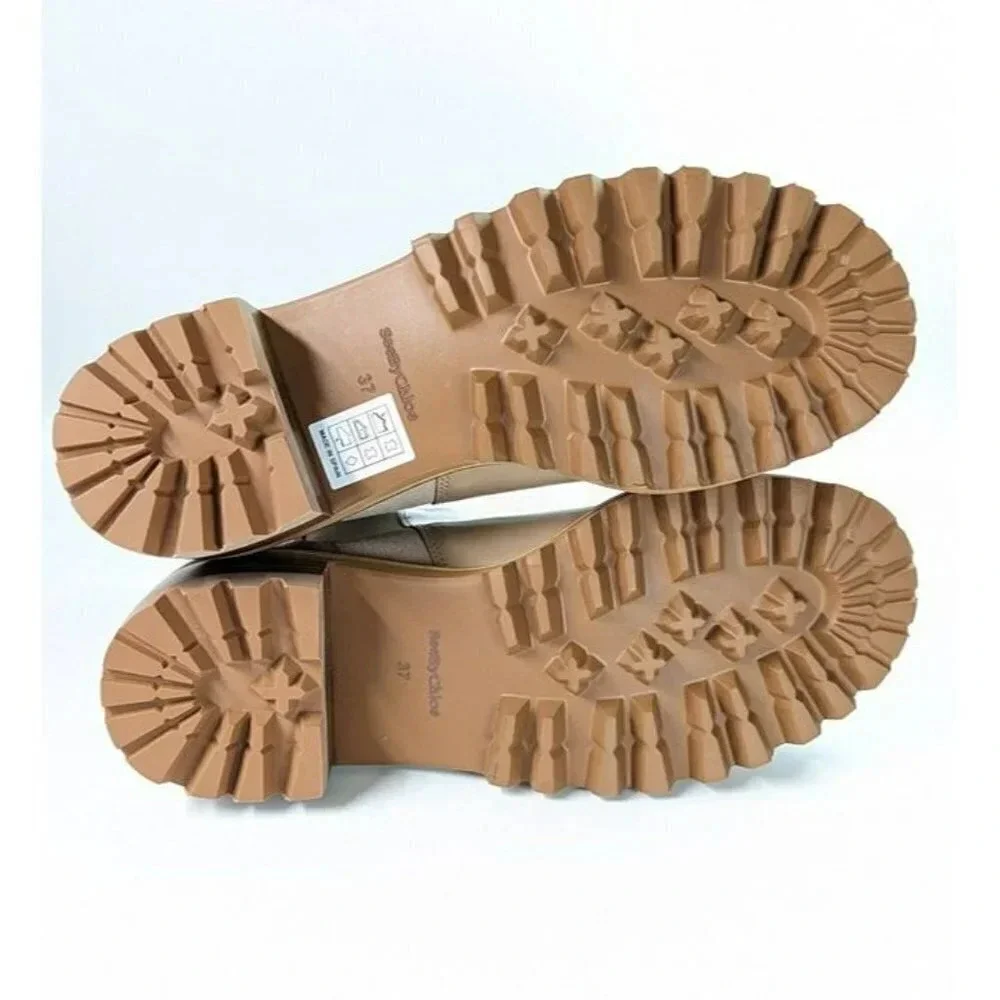 See By Chloe Women's Mallory Leather Chelsea Boots Beige Size 37 EU MSRP $475 - Picture 9 of 11